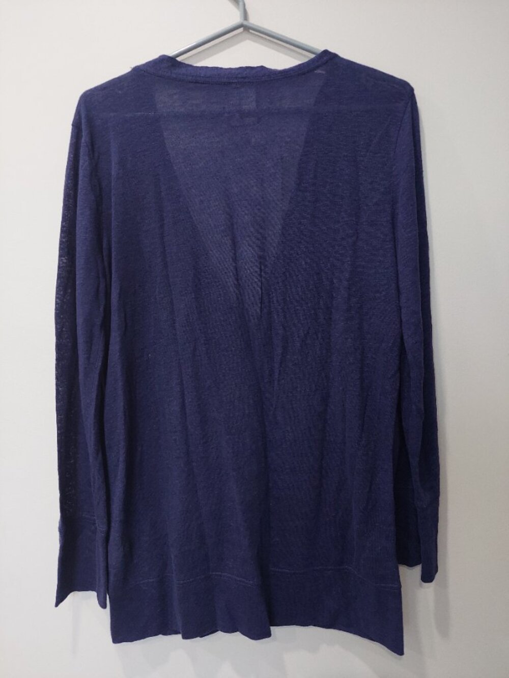 J.Crew Wome's M 100% Linen V-Neck Long Cardigan lightweight navy blue - Picture 2 of 5